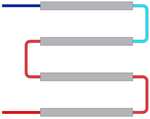 Twin-pipe connection example daisy-chained