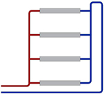 Twin-pipe connection example Tichelmann principle